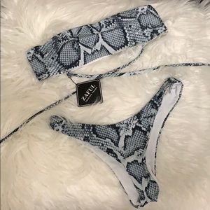 Snakeskin bandeau bikini